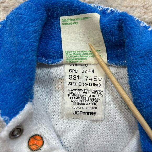 1970s Vintage Sesame Street Bert Ernie Baseball Sleeper Size 0 - Picture 5 of 6